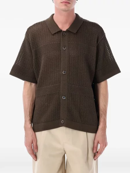 Pletená košile Obey hnědá