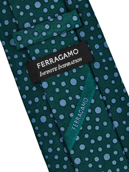 Cravată Ferragamo cu buline verde