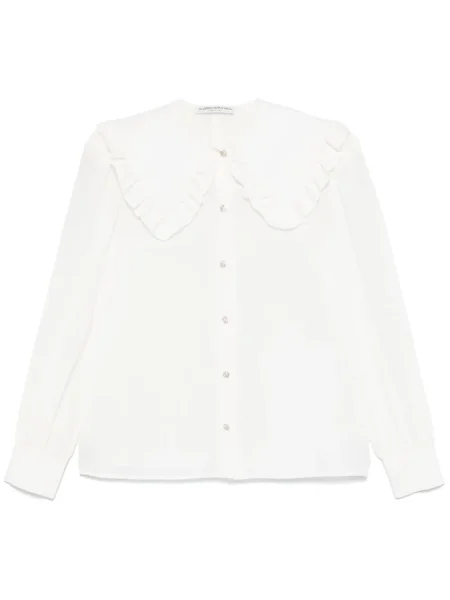 Jedwabna kołnierzykowy bluzka Alessandra Rich biała