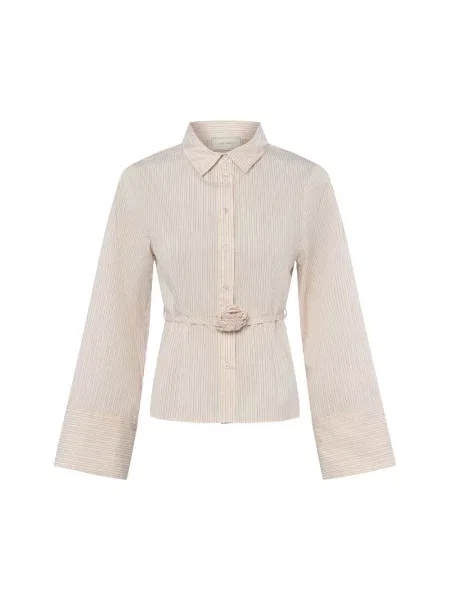 Spódnica midi Neo Noir do kolan popelinowa w paski biała