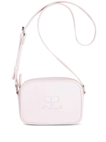 Geanta de piele Courreges din piele roz