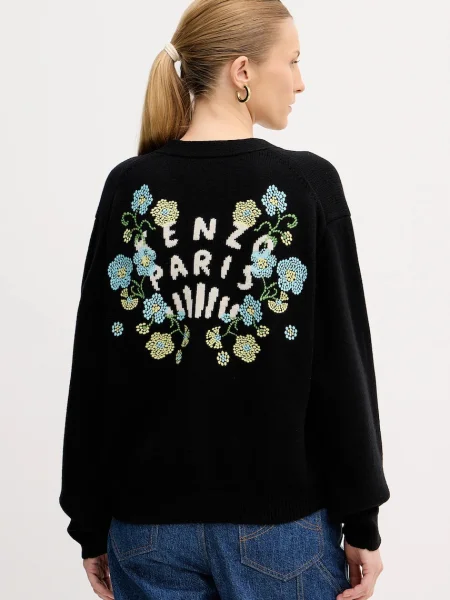 Вълнена жилетка Kenzo Jungle Flower черно