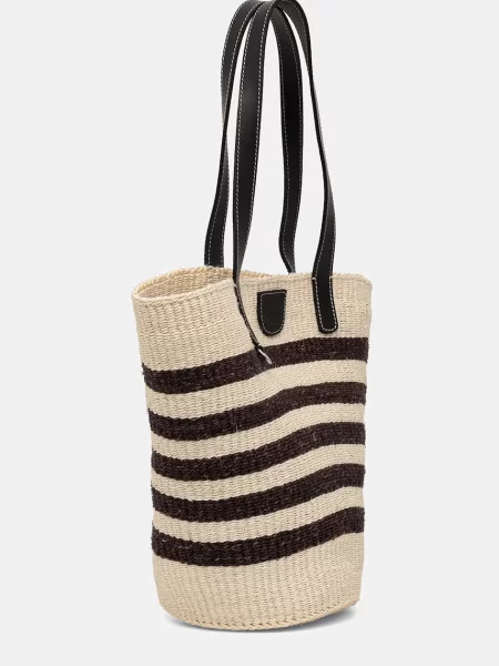 Weekend Max Mara geantă de plajă pentru femei împletită AGENNAIO maro
