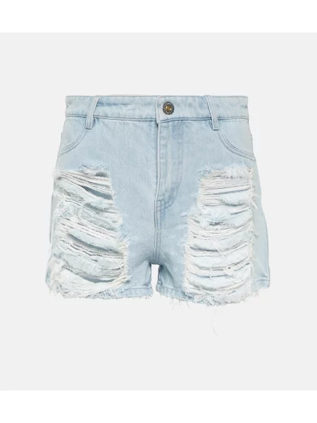 Szorty jeansowe Dion Lee z wysoką talią z przetarciami niebieskie