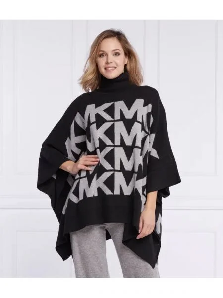 Michael Kors Poncho | Oversize fit cu adaos de lână și cașmir negru