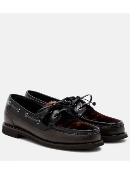 Pantofi loafer Brunello Cucinelli din piele maro