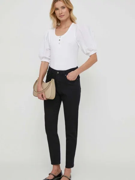 Skinny jeansy skinny Lauren Ralph Lauren czarne