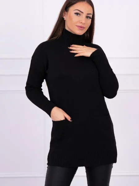 Pulover Kesi cu guler de stand-up negru