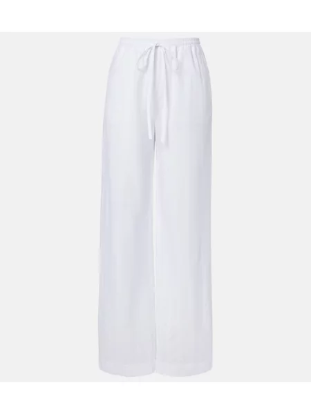 Pantaloni Loulou De Saison din poplin alb