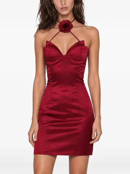 Rochie mini Philipp Plein din satin roșu