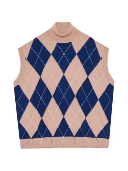 Vestă Ottod’ame fără mâneci cu model argyle