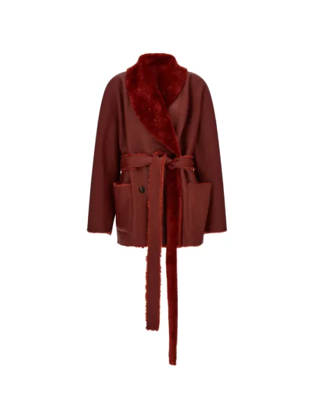 Reversibil geacă Ferragamo din piele de oaie roșu