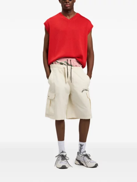Pantaloni scurți cargo Palm Angels cu imagine alb