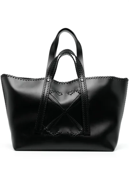 Geantă shopper Off-white din piele alb