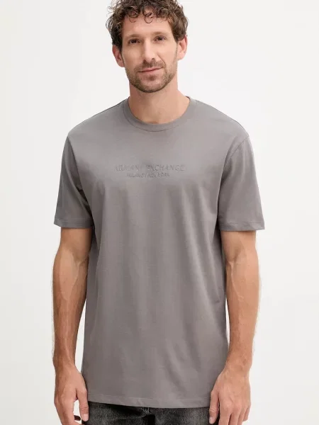 Armani Exchange tricou din cu imprimeu gri