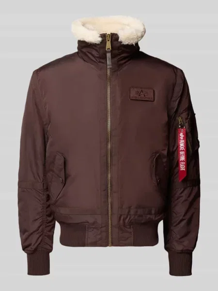 Bomberka z zamkiem błyskawicznym i naszywką z logo Alpha Industries biały