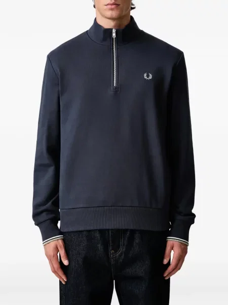 Суичър с цип Fred Perry бродиран синьо