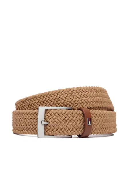 Pasek w efekcie plecionki Tommy Hilfiger brązowy