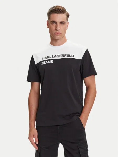 Тениска Karl Lagerfeld Jeans с десен черно