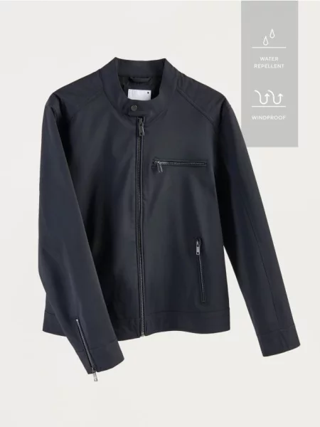 Байкерская куртка Reserved с воротником стойка синяя