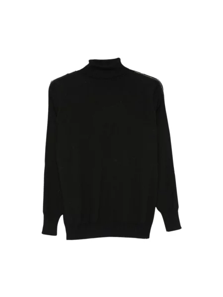 Lniany sweter z golfem D.exterior czarny