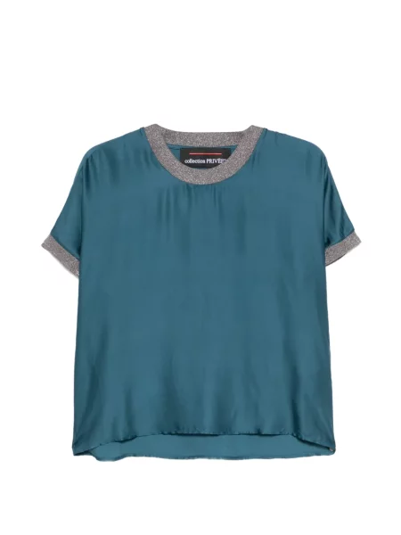 Bluzka Collection Privée? z okrągłym dekoltem niebieska