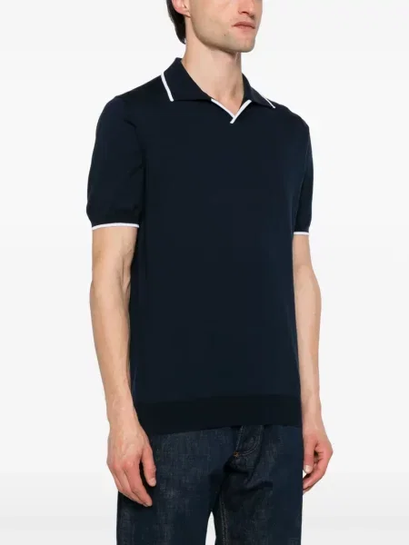 Tricou polo Kiton tricotate albastru