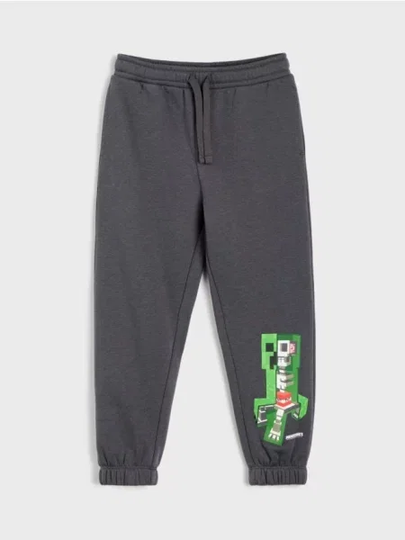 Sinsay Zateplené jogger kalhoty Minecraft šedá