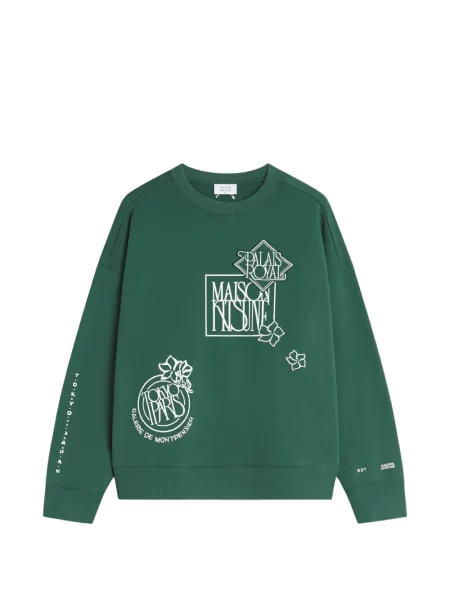 Pulover Maison Kitsune cu aplicații verde