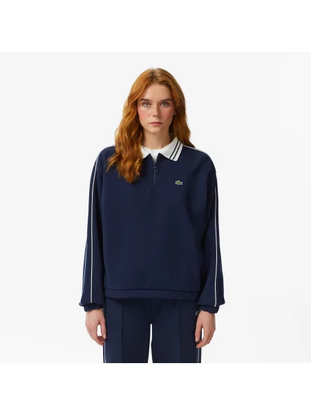 Lacoste Bluza Z Kołnierzykiem Polo Loose Fit granatowa