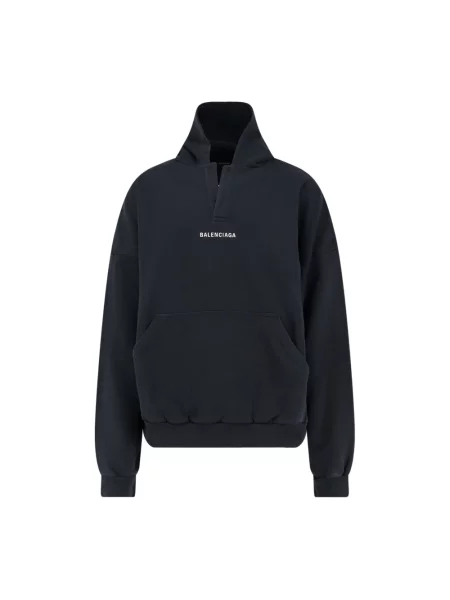 Lniana bluza z kapturem Balenciaga z kapturem czarna