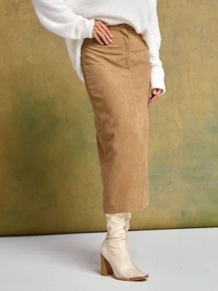 Спідниця міді Lilove вельвет бежевий