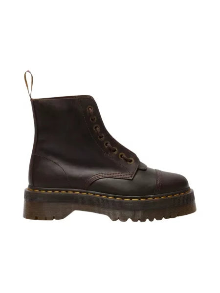 Botki Dr. Martens skórzane na platformie brązowe