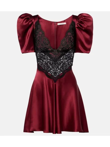 Jedwabna sukienka koktajlowa Rodarte garniturowa bordowa
