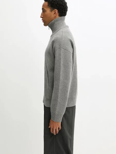 Axel Arigato cardigan din amestec de lână Core zip-up gri