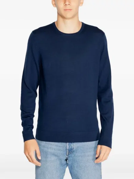 Pulover Calvin Klein de lână cu decolteu rotund albastru