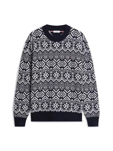 Tommy Hilfiger Pulover Fairisle Bleumarin alb