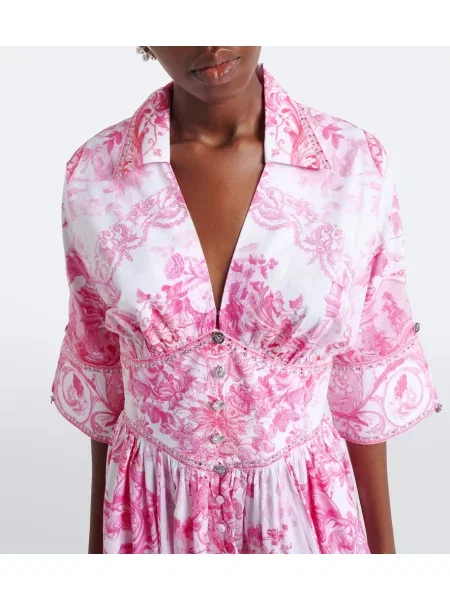 Rochie midi Camilla cu model floral roz