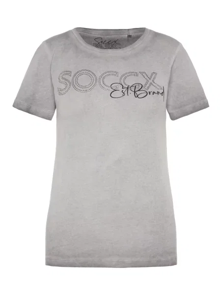 Soccx Majica temno siva transparentna črna