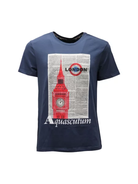 Koszulka Aquascutum z nadrukiem niebieska