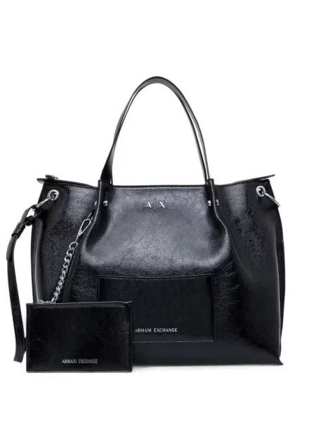 Geantă shopper Armani Exchange cu autograf negru
