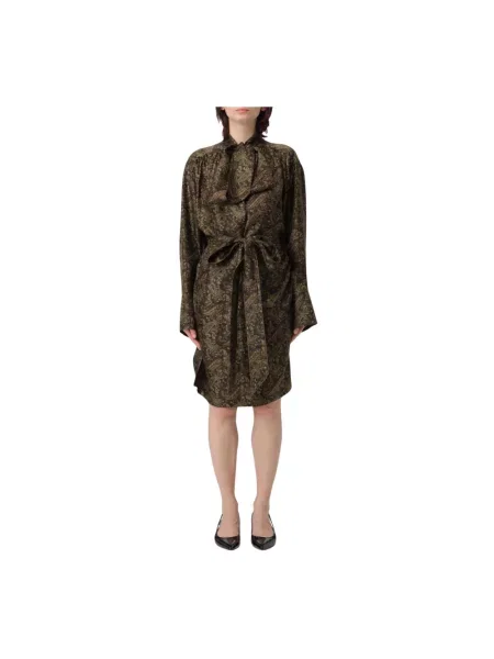 Jedwabna sukienka Saint Laurent z wzorem paisley biznesowa