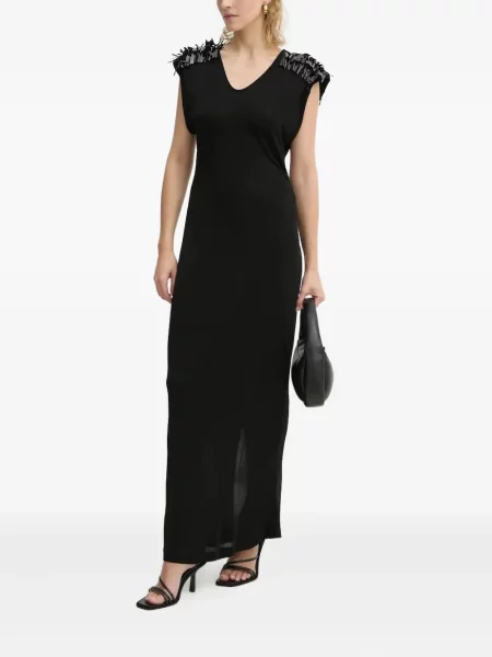 Rochie maxi Bruuns Bazaar cu paiete cu decolteu în V de costum negru