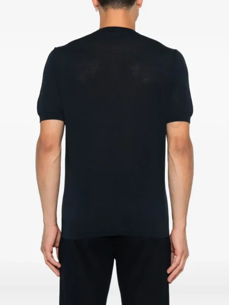 Tricou Doriani Cashmere din cașmir scurt albastru