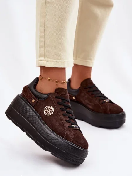 Semišové tenisky D&a na platformě černé