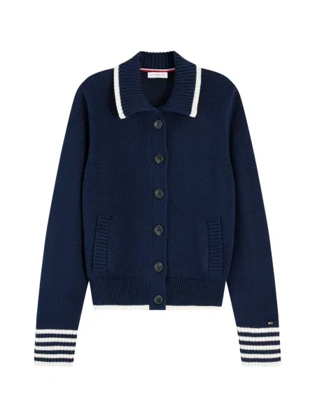 Cardigan Tommy Hilfiger cu autograf albastru