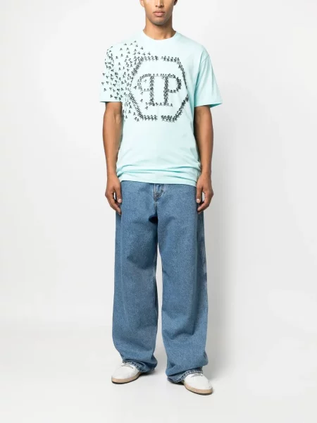 Raštuotas marškinėliai Philipp Plein mėlyna