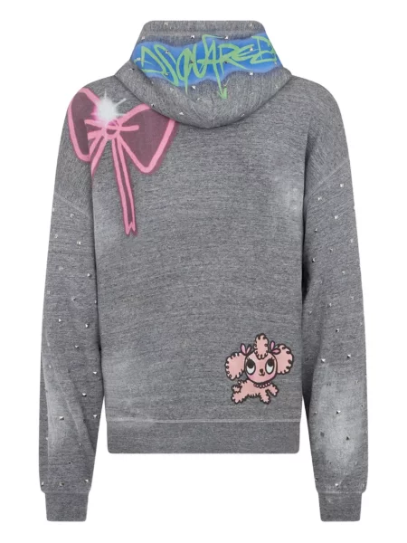 Hanorac cu glugă Dsquared2 cu tepi gri