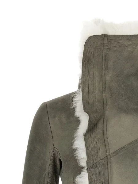 Geacă Rick Owens asimetrică din piele de oaie gri