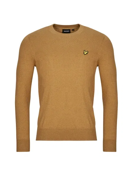 Merino gyapjú kerek nyakú szvetter Lyle & Scott barna